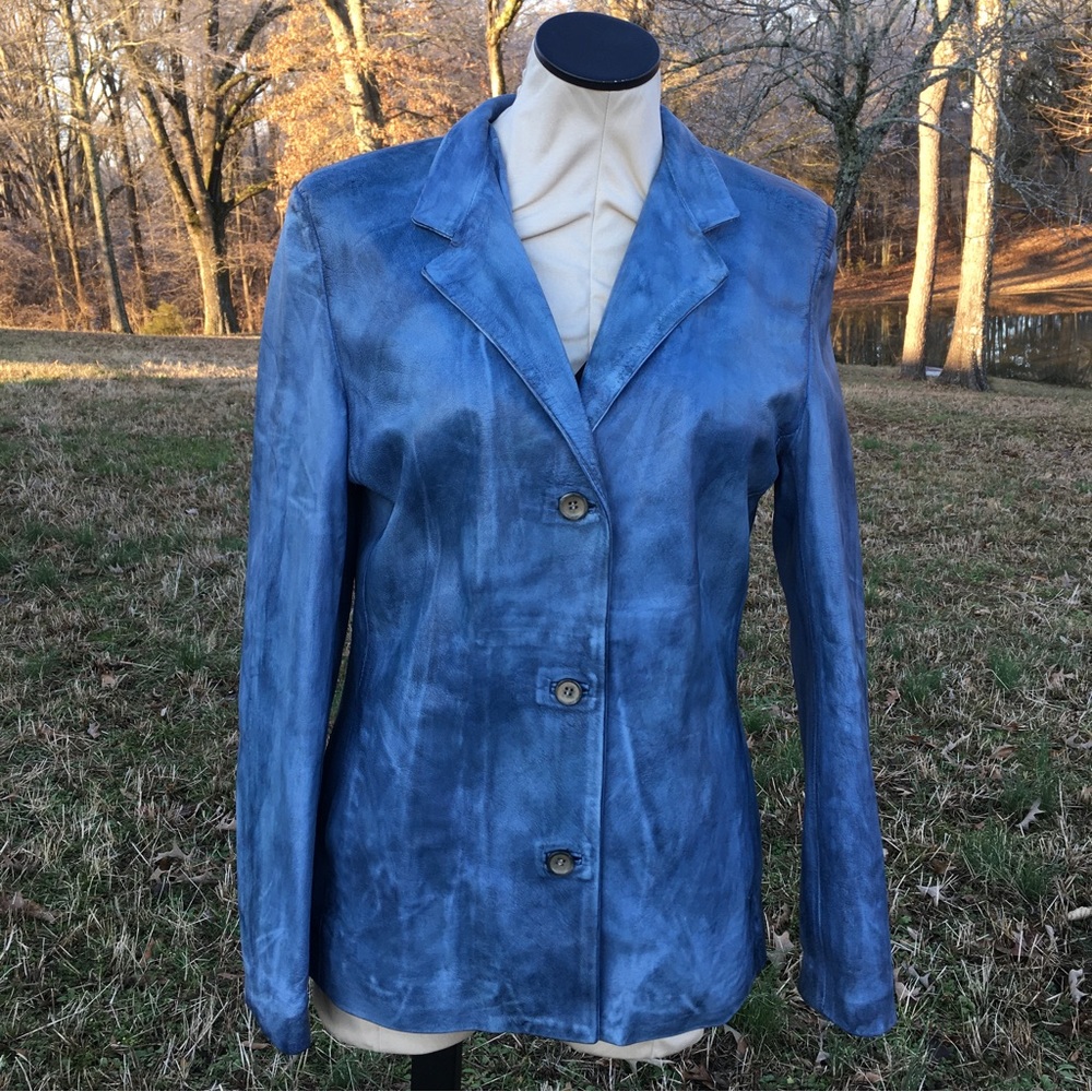 NDS Vera Pelle Womens Leather Jacket Distressed Vibe HOLIDAY POP OF COLOR…
